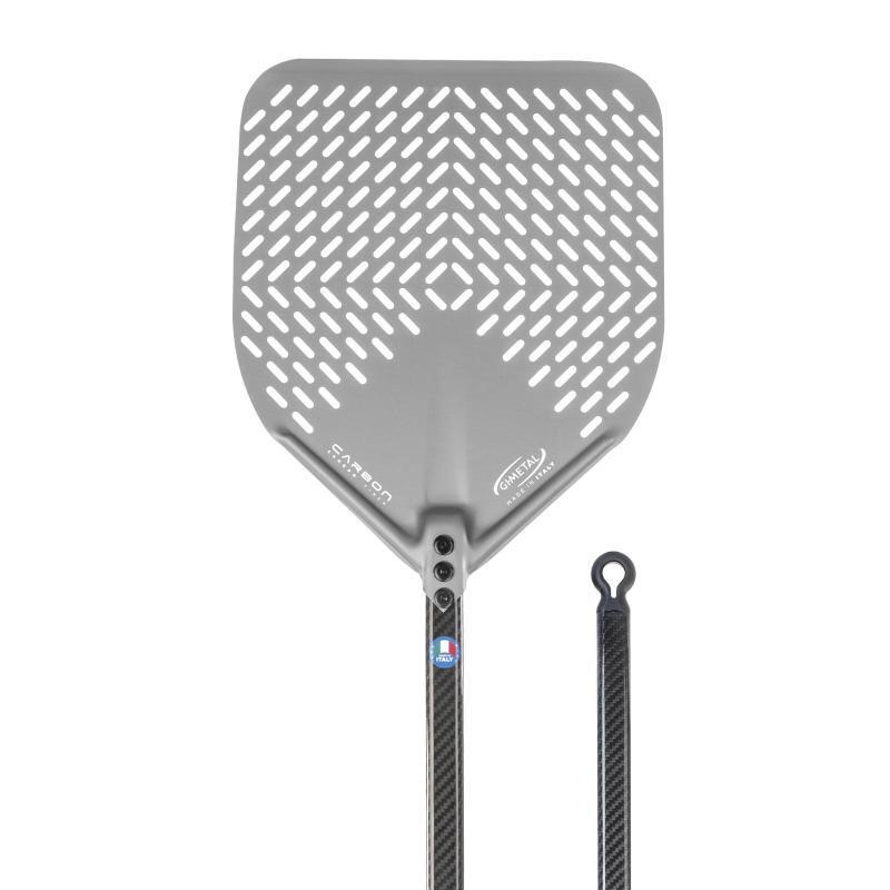 Gi.Metal Łopata do pizzy perforowana Linea Carbon 33cm/60 cm rączka